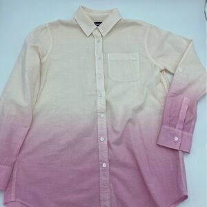 L.L. Bean womens pink ombré button down long sleeve top XS